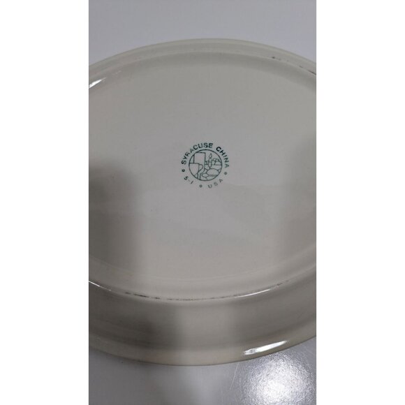 Syracuse China Oval Serving Plate Platter White Brown Rim Restaurant Ware USA - Picture 8 of 8